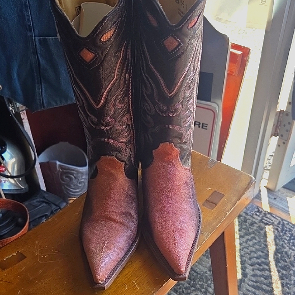 Corral Brown and Pink Stingray Boots